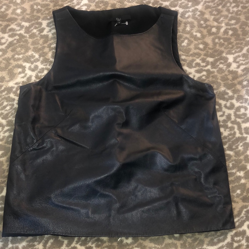 Tibi black leather too size 0